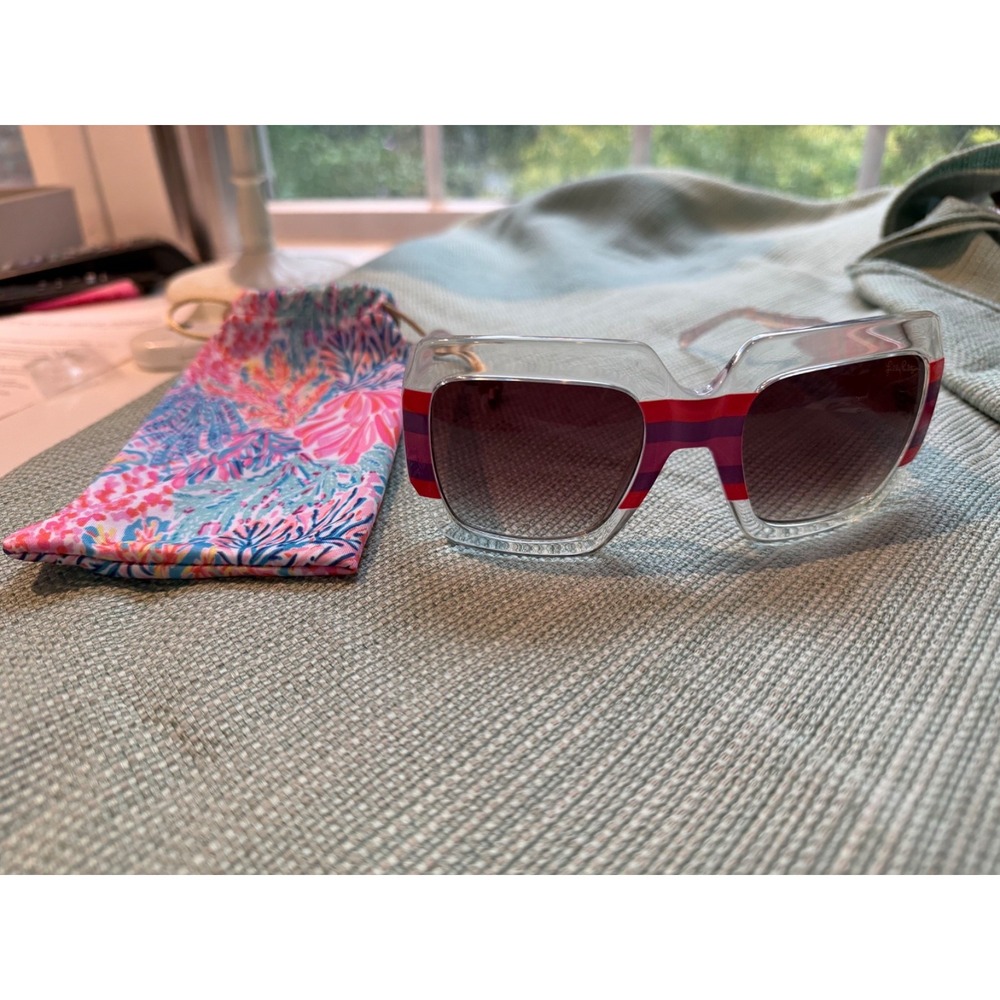 Lilly Pulitzer Splashdance Oversized Square Sunglasses 010239 + Pouch